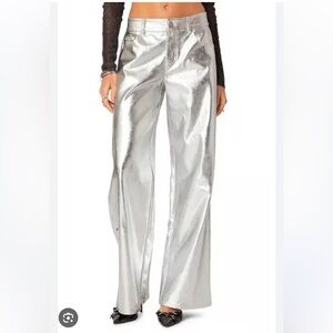 7 for all mankind | Womens Silver Metallic Faux Leather Pants NWT